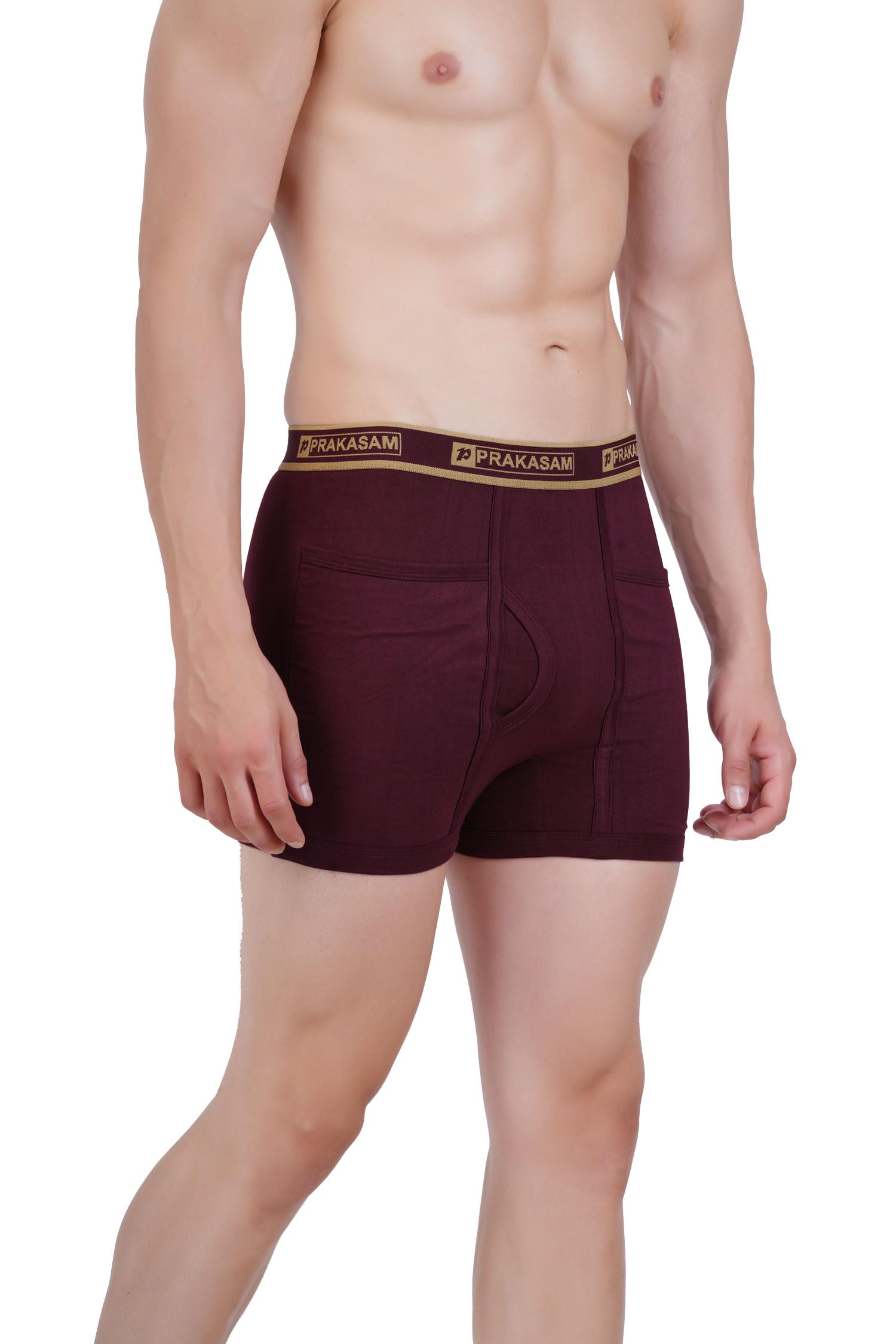 PRAKASAM COTTON -Marlow Mens 100% Pure Combed Cotton Outer Elastic Pocket Trunks (Pack of 2)