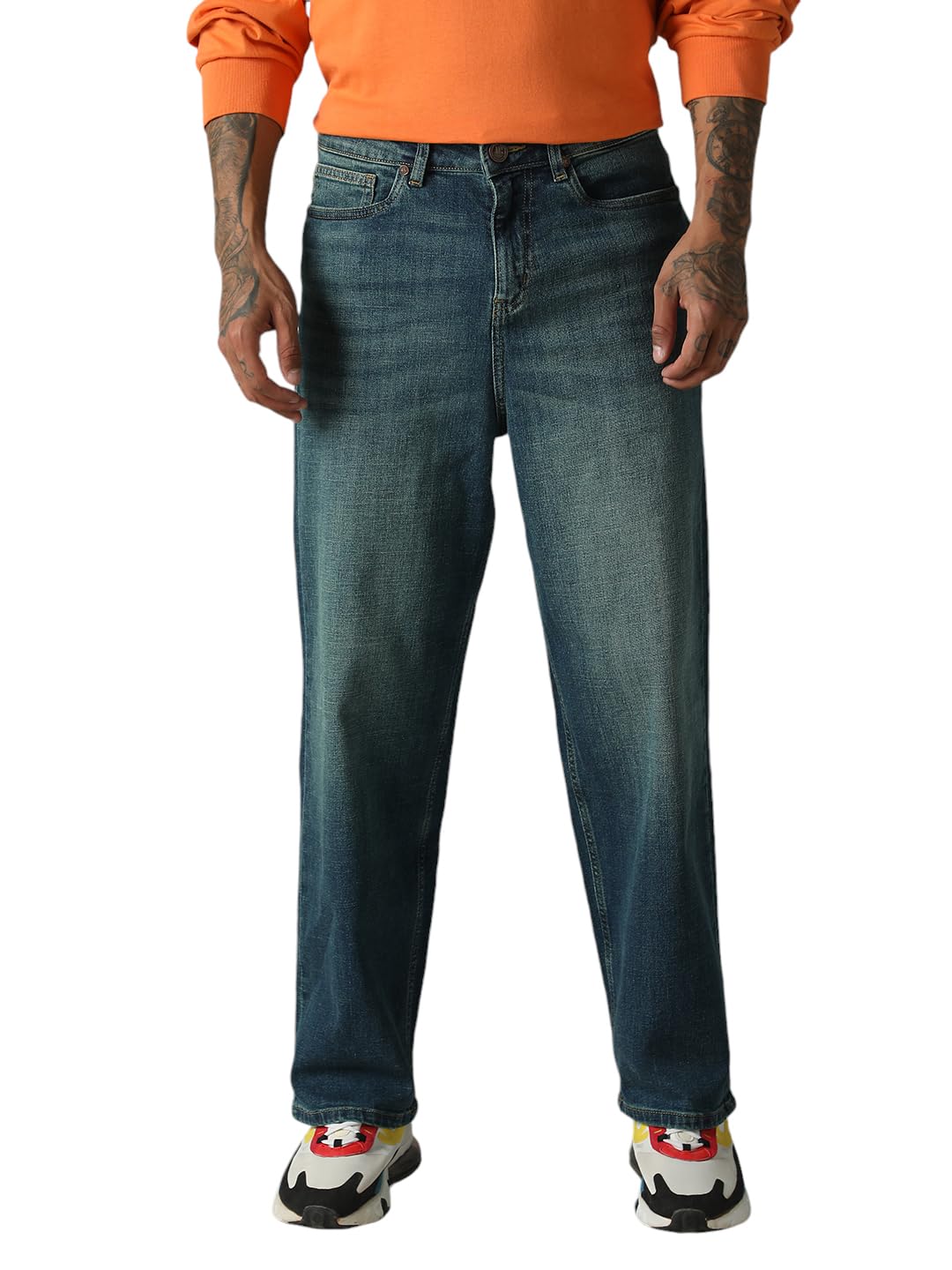 Hubberholme Men Washed Cotton Loose Fit Mid- Rise Jeans 71
