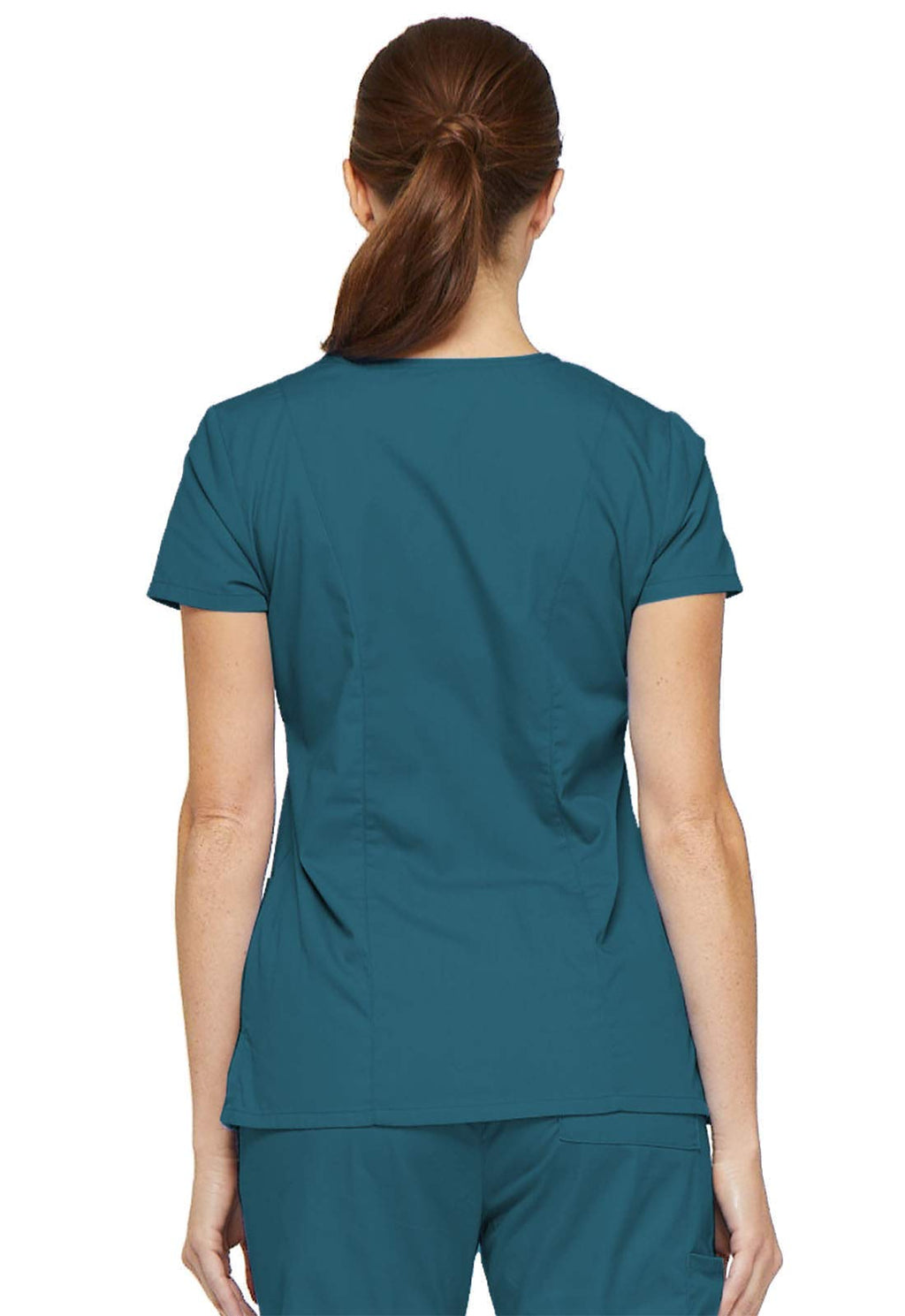 Dickies EDS Signature Scrubs for Women, Contemporary Fit V-Neck Womens Tops in Soft Brushed Poplin 85906, S, Caribbean Blue