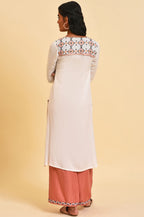 W For Woman Ecru Geometric Print Plus Size Summer Kurta