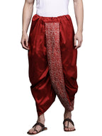 Manyavar Mens Maroon Art Silk Solid Dhotis