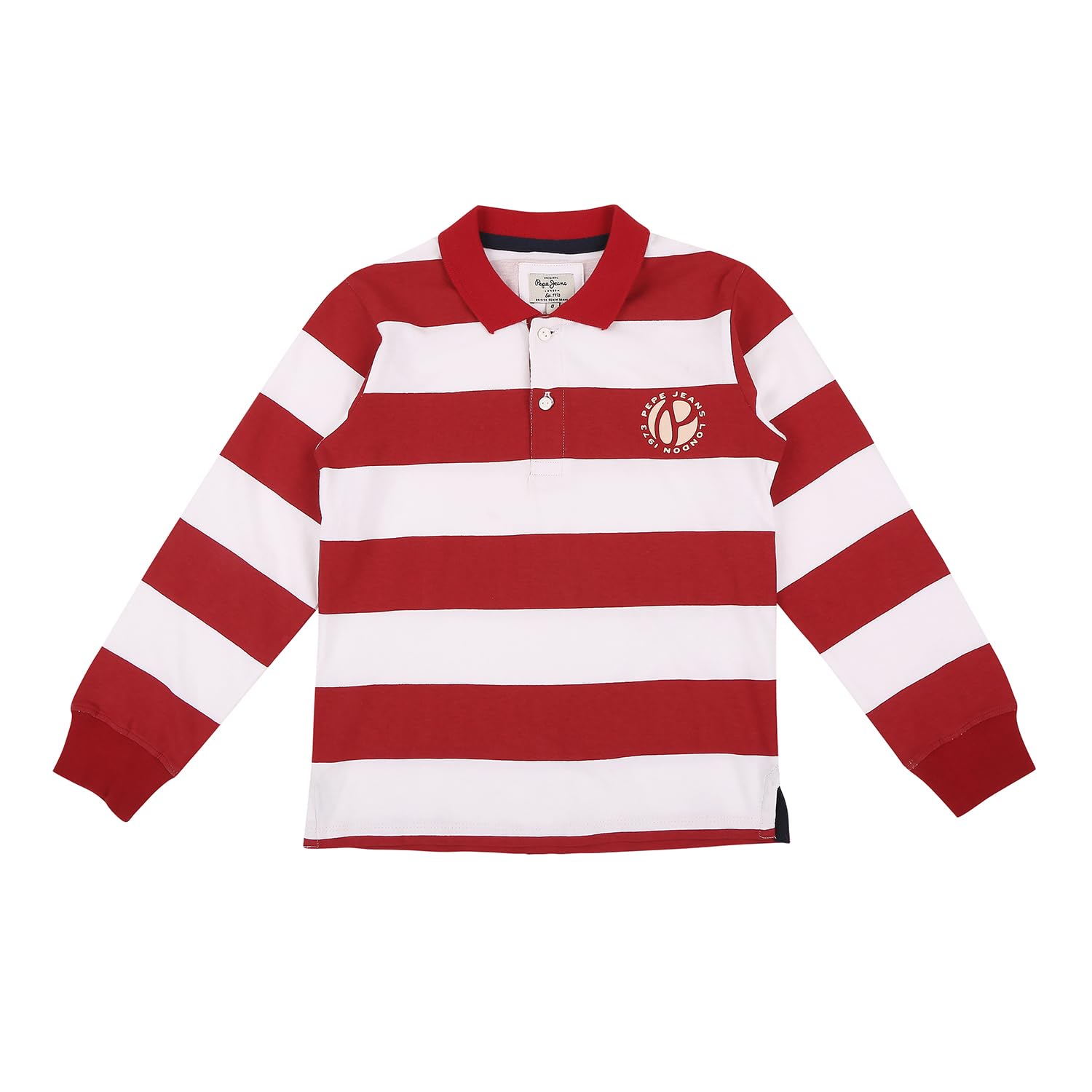 Pepe Jeans Stripes Jersey Polo Boys T-Shirt (Red, 10 To 11 Years)