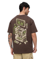 The Souled Store Built to Play Men and Boys Short Sleeves Round Neck Brown Graphic Printed Cotton Oversized T-Shirts