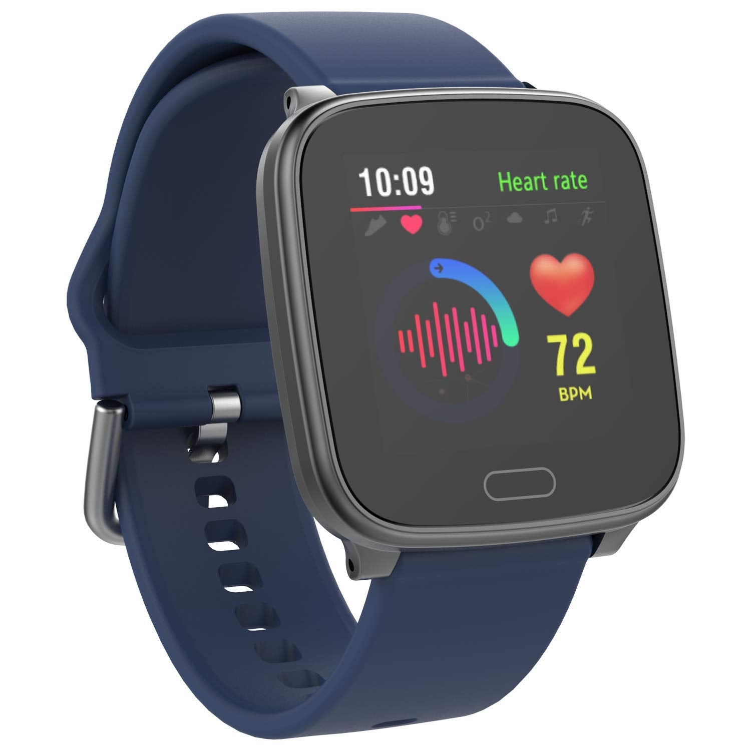 iConnect by Timex Active Smartwatch with Heart Rate, Notifications & Activity Tracking 37mm - Gunmetal with Blue Resin Strap