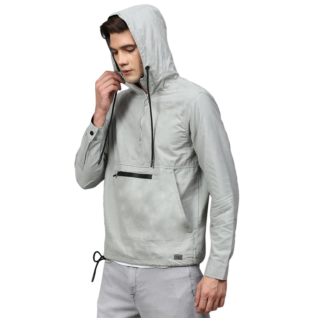Campus Sutra Men Grey Solid Windcheater Sporty Jacket