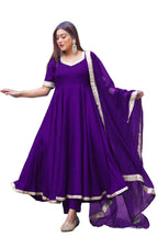 ANNI DESIGNER Womens Rayon Blend Anarkali Solid Kurta with Pant & Dupatta (Shyam BEGANI-VKS01_S_Begani_Small)