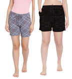 Lyra Pure Cotton Printed Night Shorts For Women (Pack Of 2)