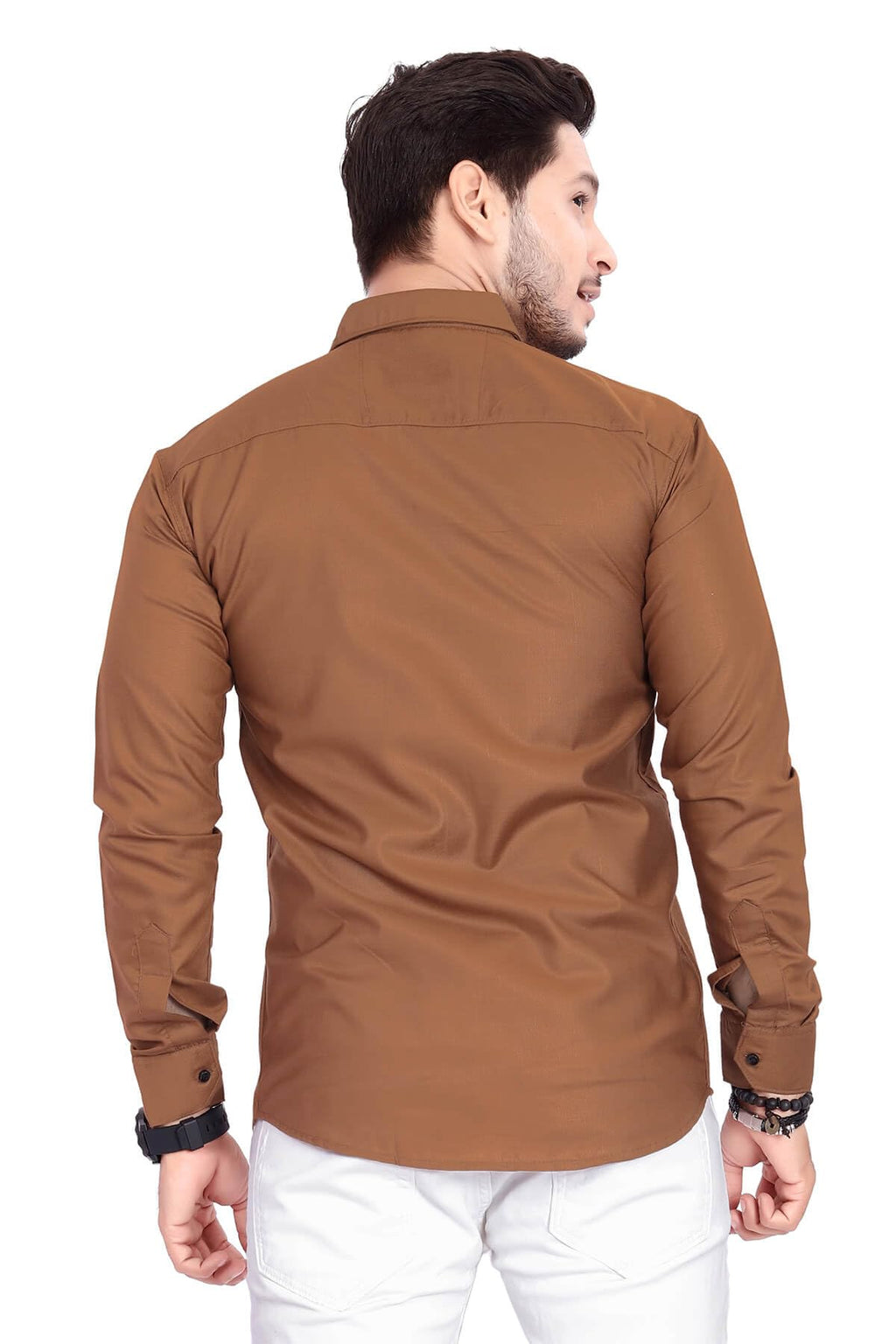 Rebelify MenS Cotton Shirt With Pockets Full Sleeves Spread Collar Solid Pattern Botton Down Closure Regular Fit And Standard L