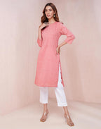 Fabindia WomenS Cotton Solid Slim Kurta (1037273Pink_Pink