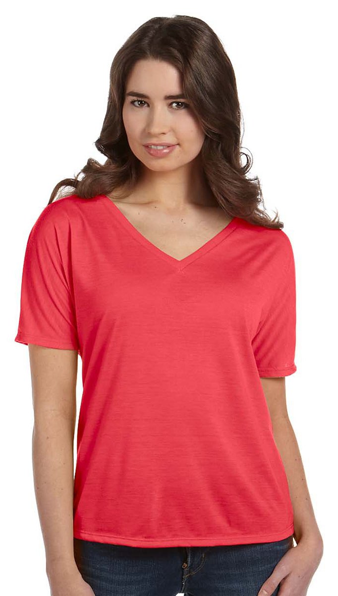 Ladies Slouchy V-Neck T-Shirt - BLAcK - S(D0102H7W1E2)