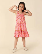 Fabindia Girls Cotton A-Line Knee-Length Casual Dress (1030947PINK_Pink