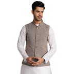 Wintage Cotton Brown Solid Modi Nehru Jacket: Medium