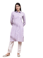 Stylum Women'S Woven Striped Cotton Blend Straight Kurta (Classylavender44_Lavender, Xxl)