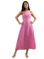 Gerua by Libas Solid Cotton Fit and Flare Dress Pink