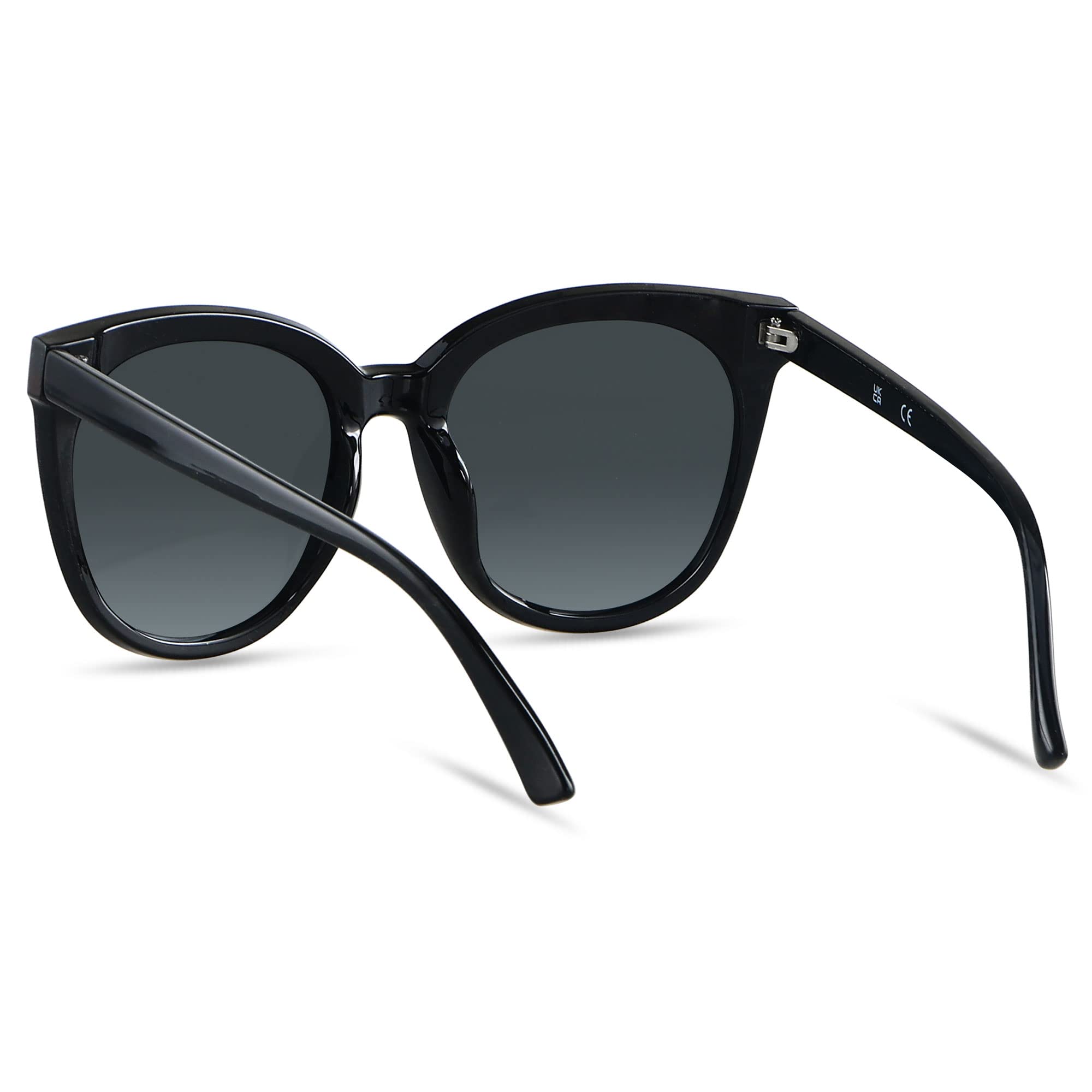 LYZOIT Oversized Cat Eye Sunglasses for Women Big Large Cateye Frame Shades 2 Pack Fashion Vintage Sun glasses Black Clear Brown