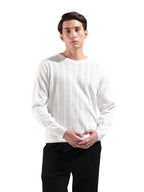 The Indian Garage Co Mens Slim Fit Textured Flatknit Full Sleeves Crew Neck T-Shirt
