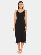 Zivame Knit Cotton Kurti Slip For Women - Black