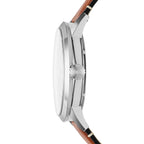 Fossil Men's Townsman Automatic Stainless Steel and Leather Three-Hand Skeleton Watch, Color: Silver, Luggage (Model: ME3154)