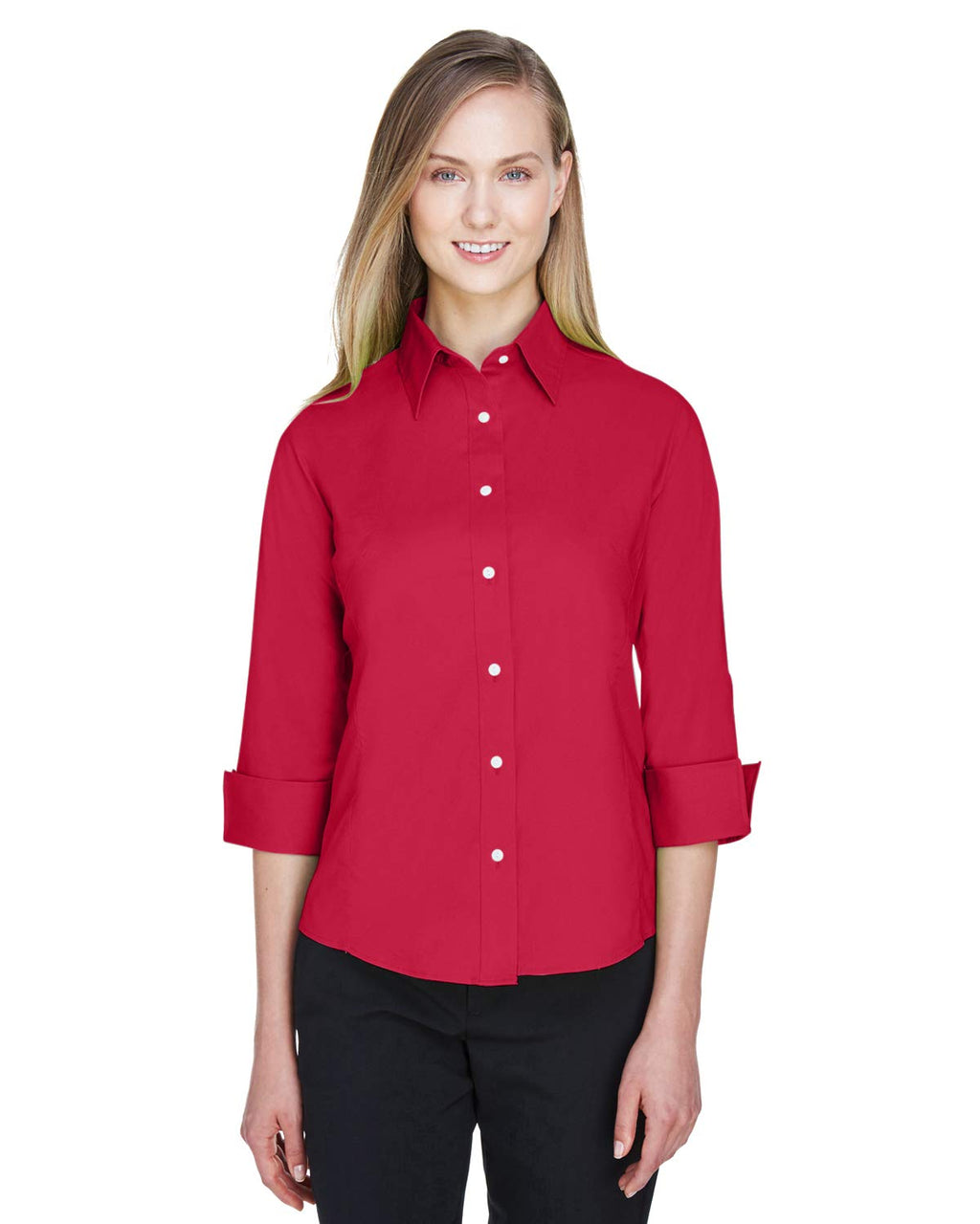 Ladies Perfect Fit34-Sleeve Stretch Poplin Blouse - LIME - S(D0102H7YE26)