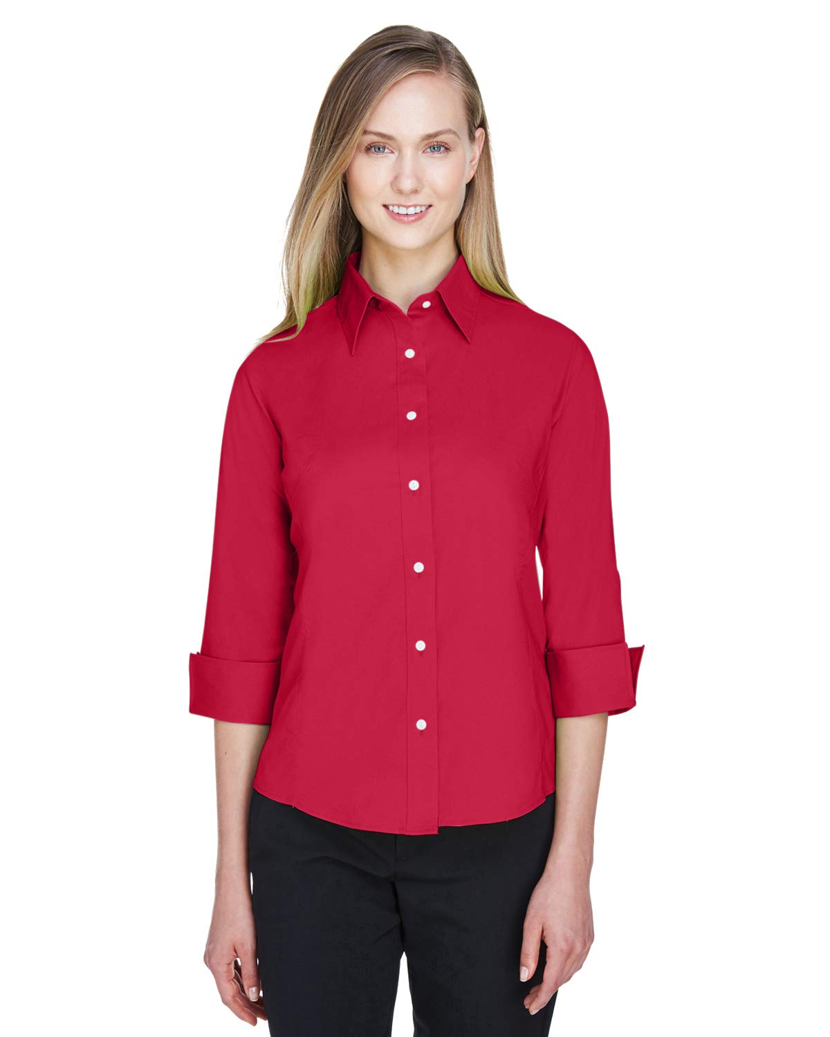 Ladies Perfect Fit34-Sleeve Stretch Poplin Blouse - LIME - S(D0102H7YEL8)
