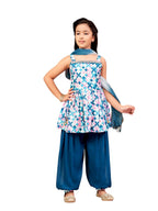Aarika Girls Ethnic Wear Sea Green Colour Beads Embroidery Cotton Blend Kurti Patiala Set With Dupatta-4-9 Years (Pt-Shm-5016)