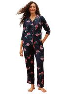 Clovia Crepe Womens Top & Pajama Set Regular Pajama (Ls0385M08M_Blue_M)