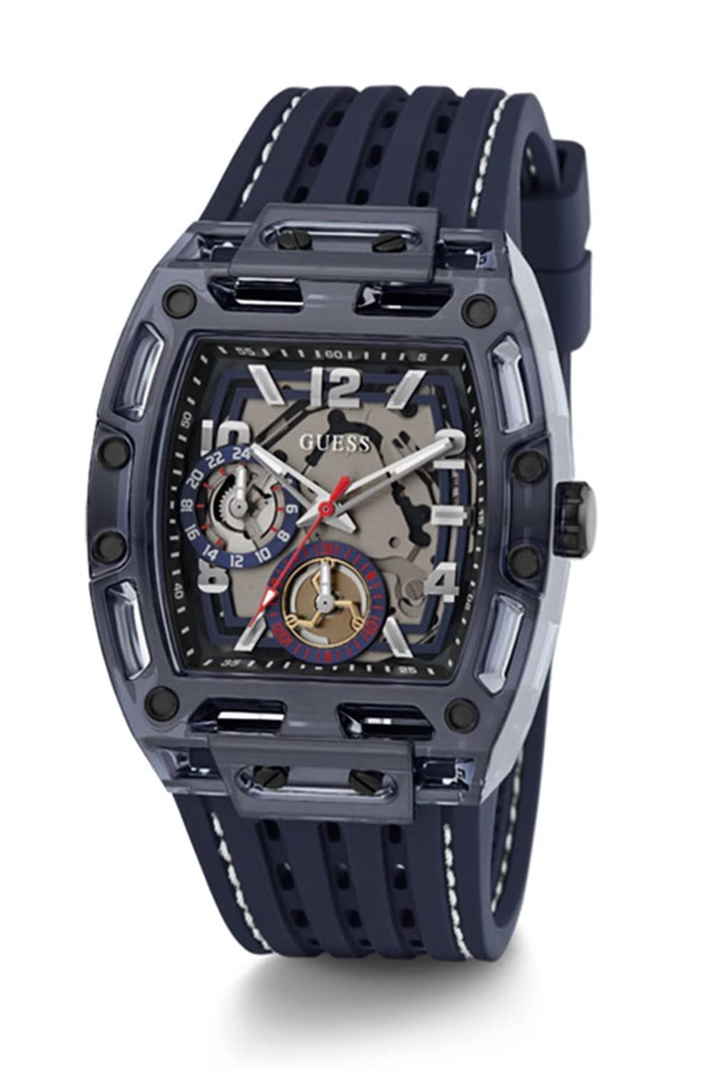 GUESS Men's 44 mm Watch - Blue Strap Navy Dial Navy Case