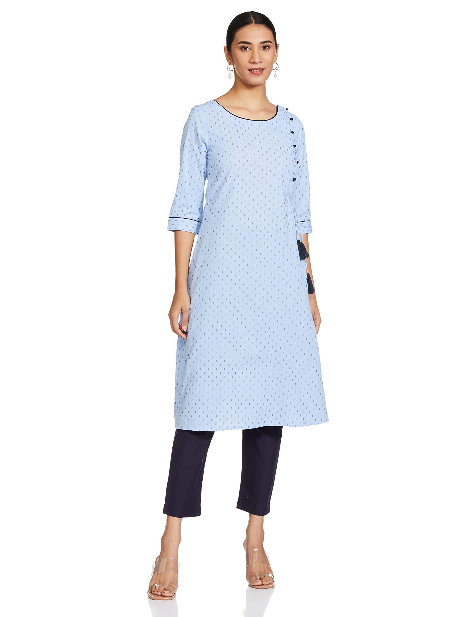 Aurelia Women's Cotton Kurta with Pant (21Onas12608-702671-Blue-M_Powder Blue_M)