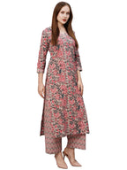 ANNI DESIGNER Womens Cotton Blend Printed Straight Kurta with Pant (Rohila Peach_XXL_Peach_XX-Large)