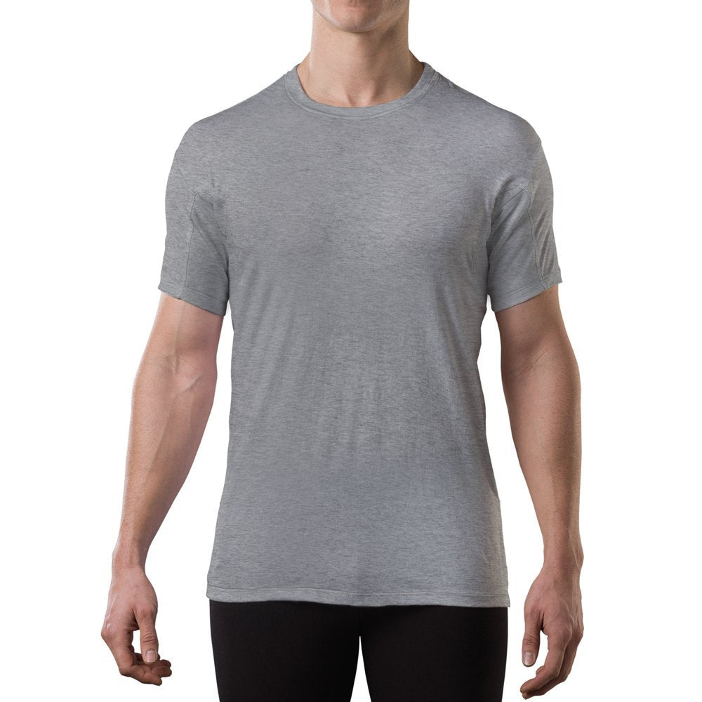Sweatproof Undershirt for Men with Underarm Sweat Pads (Original Fit, Crew Neck) Heather Grey