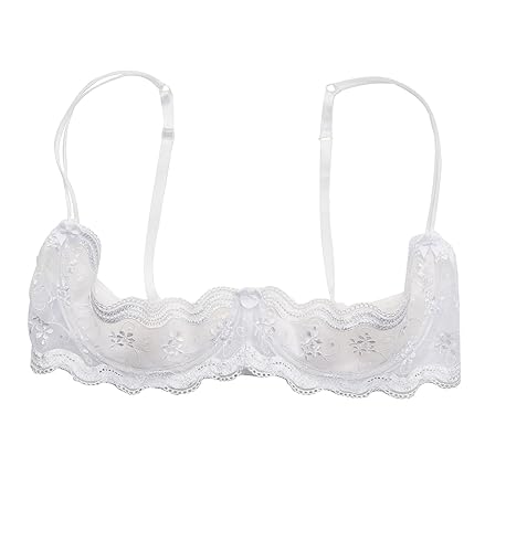 Shirley of Hollywood Womens Plus Size Scalloped Embroidered Shelf Bra X331 42 White