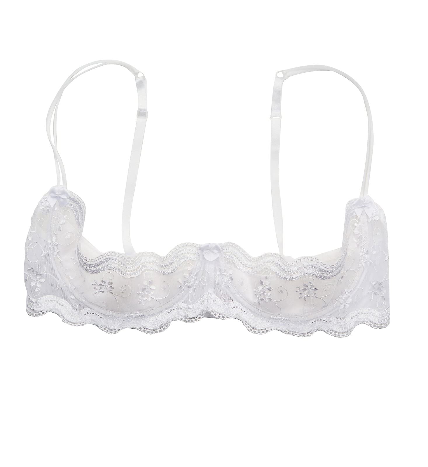 Shirley of Hollywood Women's Scalloped Embroidery Shelf Bra 331 34 White