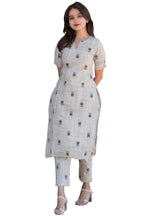 ANNI DESIGNER Womens Rayon Viscose Straight Printed Kurta with Pant (OCHI White_XXL_White_XX-Large)