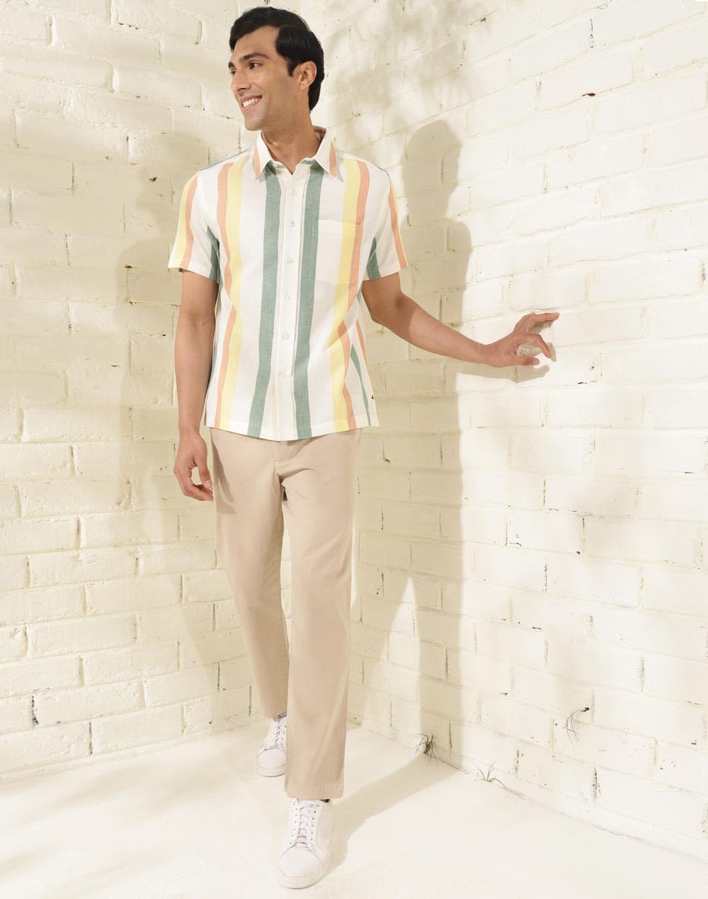 Fabindia Mens Straight Casual Pants (2117990STONE_Stone