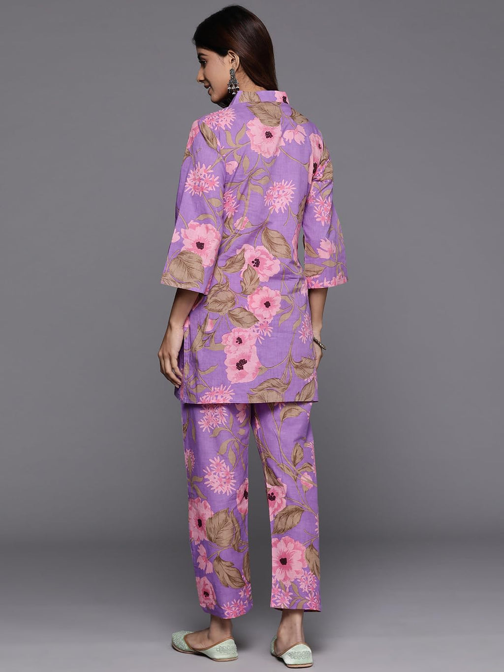Varanga Women Lavender Floral Printed Cotton Co-Ords