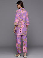 Varanga Women Lavender Floral Printed Cotton Co-Ords