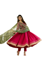ANNI DESIGNER Womens Rayon Blend Solid Anarkali Kurta with Pant & Dupatta (SAMDA Rani_XL_Pink_X-Large)