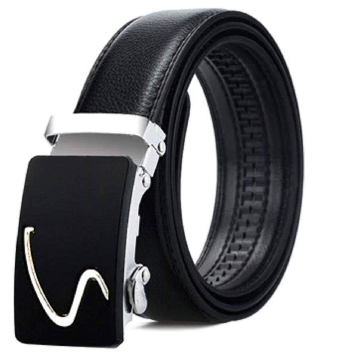Zacharias MenS Faux Leather Belt Autolock Buckle DsS (Black;Free Size)