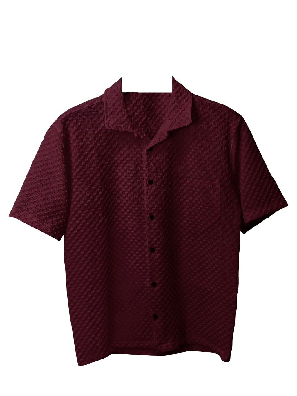 Pinkmint Textured Shirts for Men l Chest Pocket Short Sleeve Maroon Shirt l Regular Fit Summer Outdoor Activities (Pack of 1)