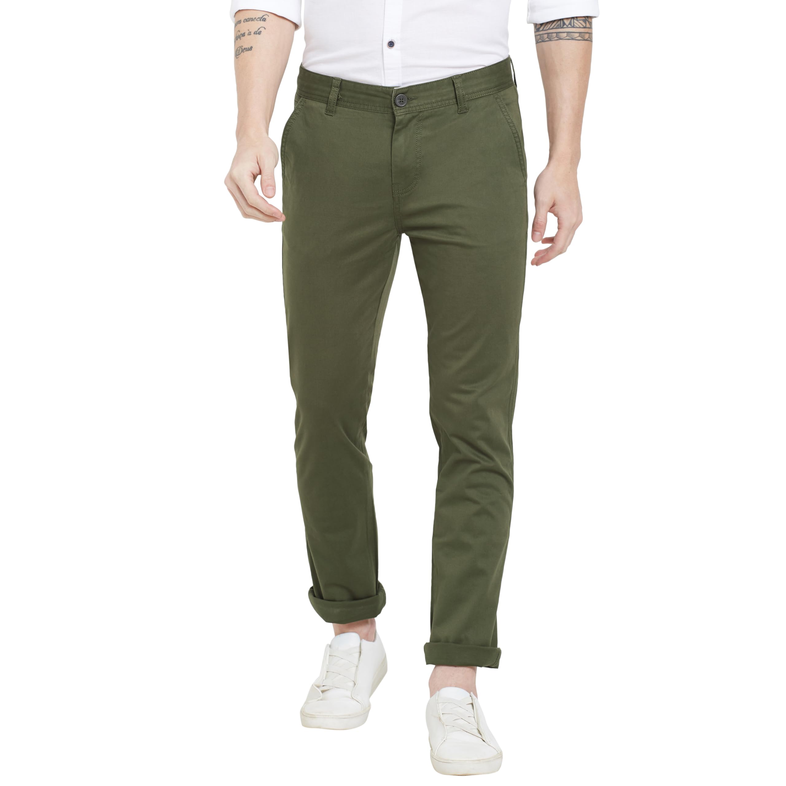 Pepe Jeans Men Mid Rise Slim Pants (Pm211572_Olive_30)