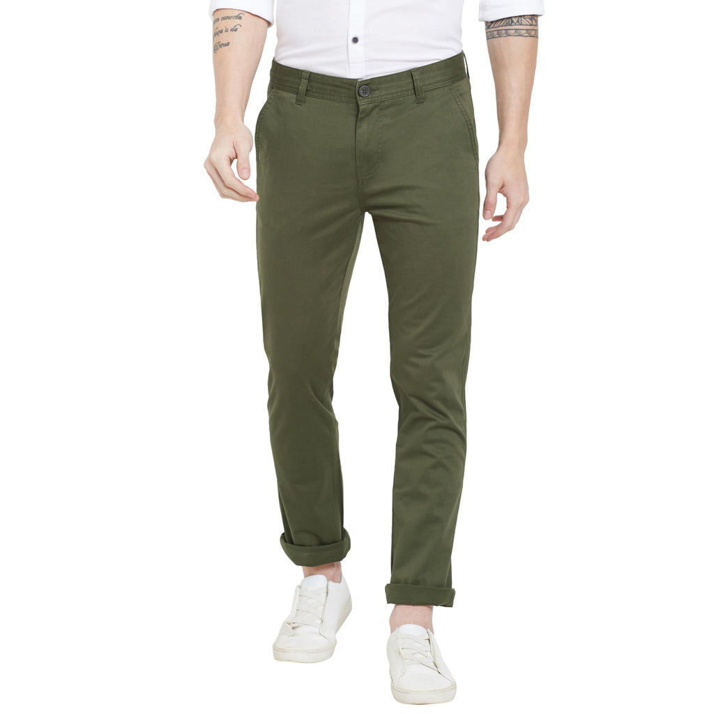 Pepe Jeans MenS Mid Rise Slim Fit Pants Olive