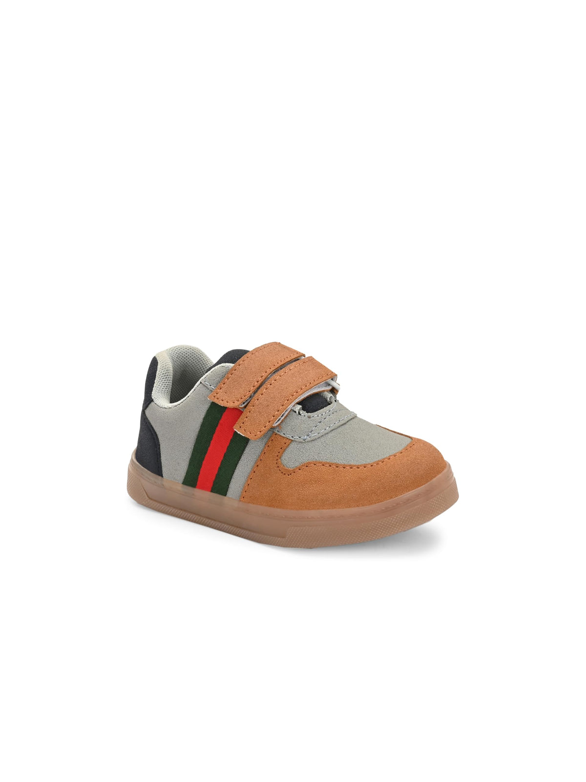Stefens Brown & Grey Toddler Casual Velcro Shoes | Comfortable Sneakers for Kids Playtime Footwear | Gift for Kids 2.53 Year 7