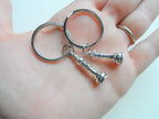 Chess Piece Charm Keychains, King and Queen Set - Couples Keychain Set