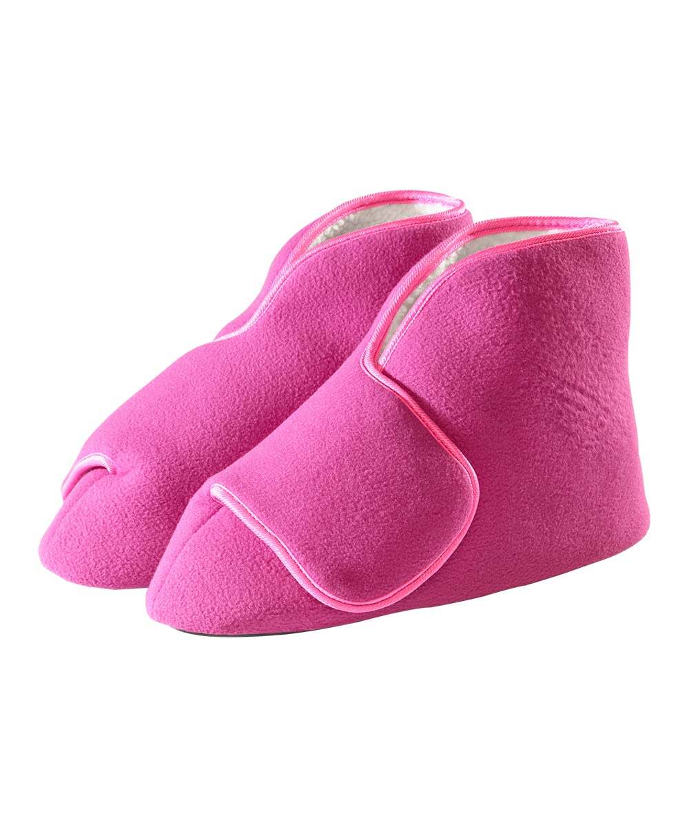 Silverts Adaptive Silverts-SV10160-SV63-S Deep & Wide Diabetic Bootie Slipper for Women & Men&#44; Fuschia - Small
