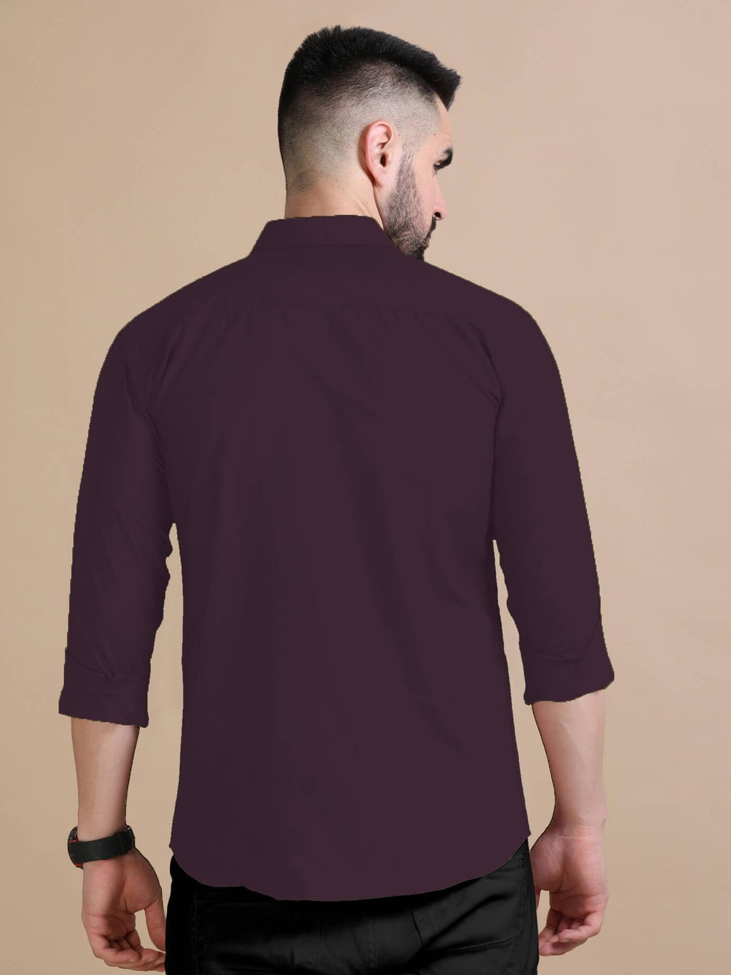 Rebelify MenS Double Pocket Shirt  Classic Casual Cotton Blend With Adjustable Cuffs Purple