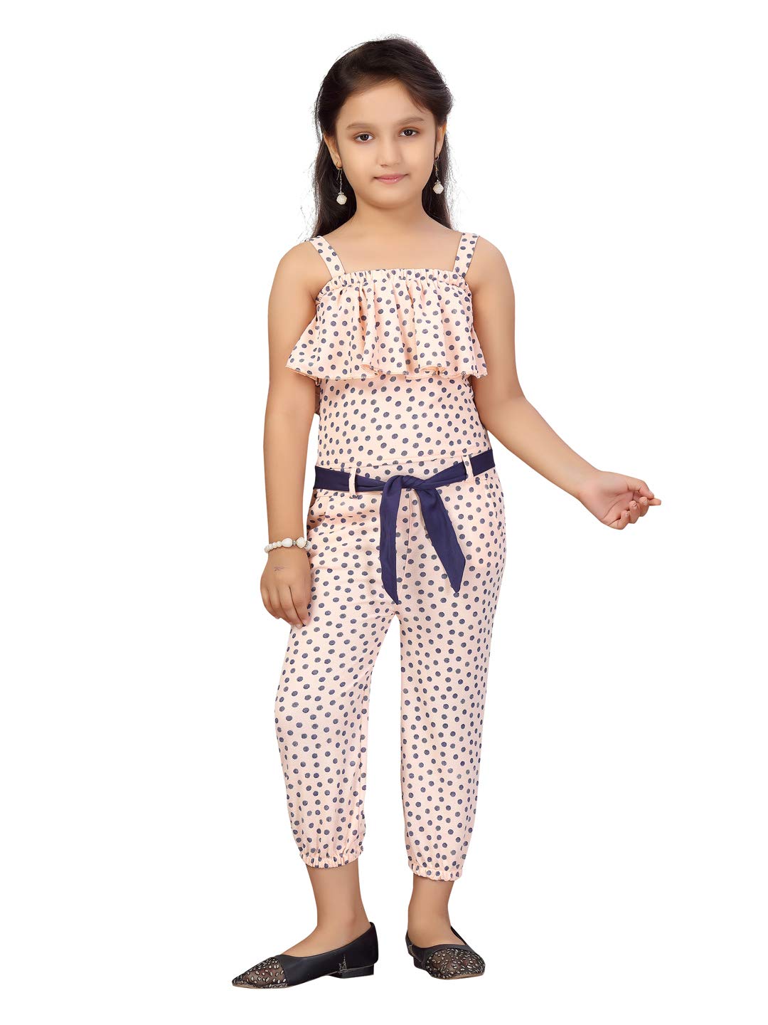 Aarika GirlS Cotton Blend Skater Floor Length Casual Dress (Dr-1609_Peach_30)