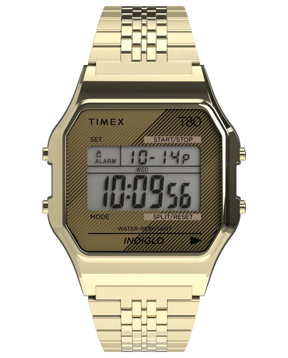 Timex T80 34mm Watch - Gold-Tone with Stainless Steel Bracelet