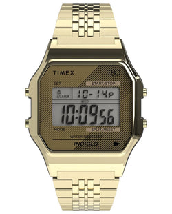 Timex T80 34mm Watch - Gold-Tone with Stainless Steel Bracelet