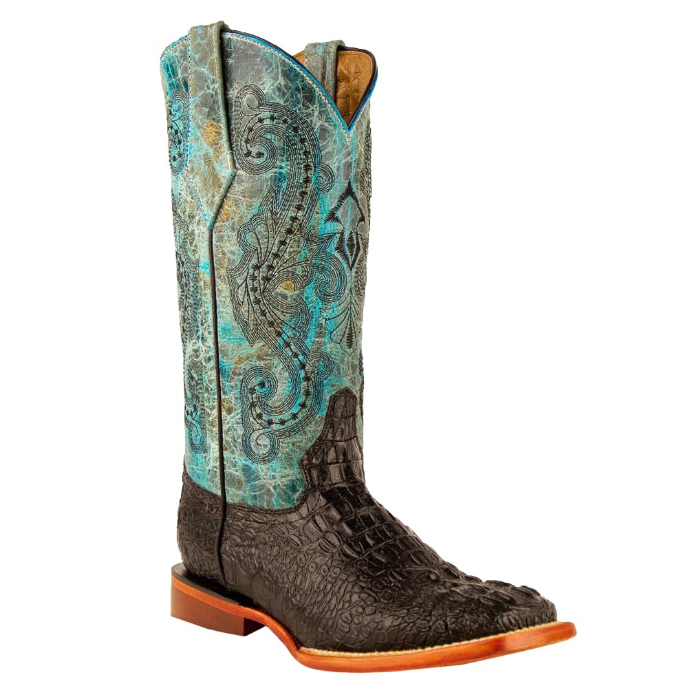 Ferrini 9039350110B Print Caiman 11B S-Toe Boots for Women  Turquoise