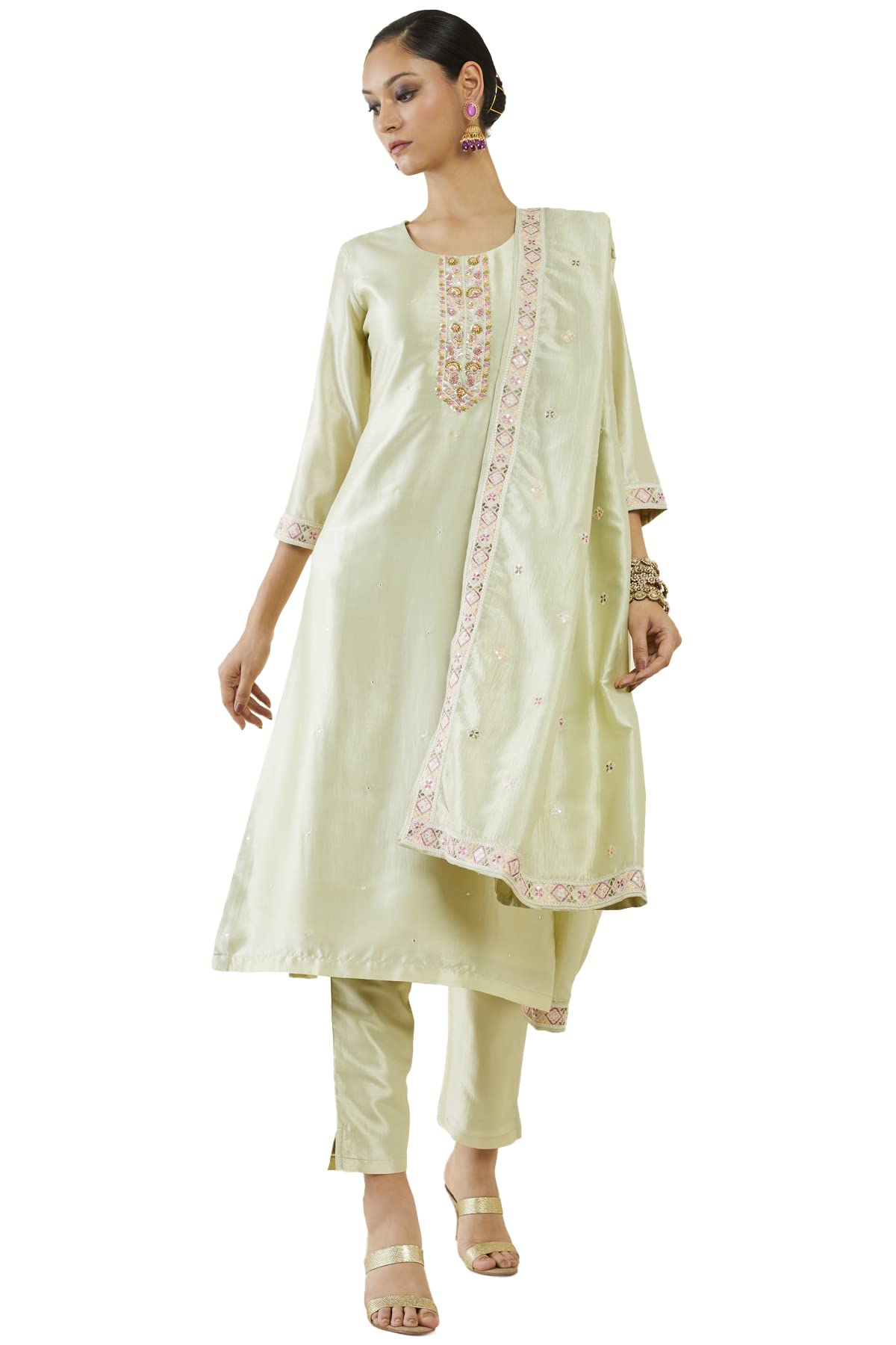 Soch Women Silk Embroidered Suit Set